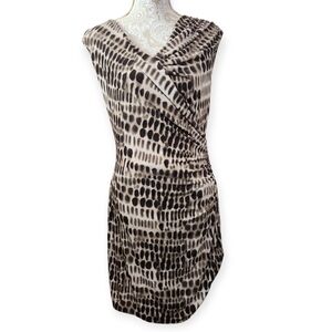 Vince Camuto Brown/Cream Print Bodycon Sheath Mob Wife Cocktail Dress Size M